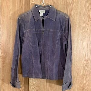 Coldwater Creek Purple Suede Leather Trucker Jacket